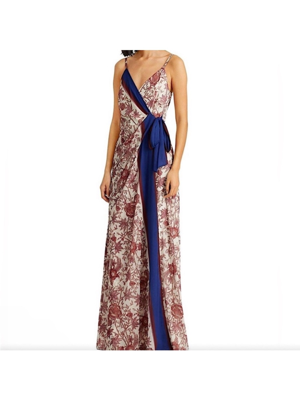 Ralph Lauren Floral Wrap Maxi Dress with Blue Sash